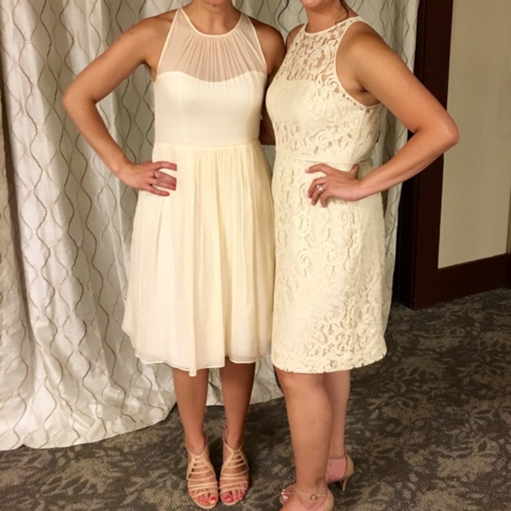 J. Crew Ivory Chiffon Tea-Length Dress (size 6)